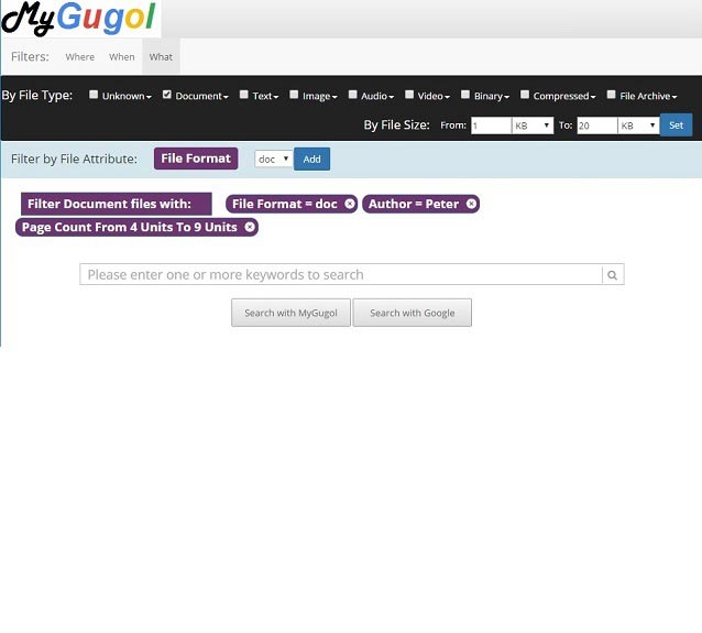You can use the file attributes to filter your search request.