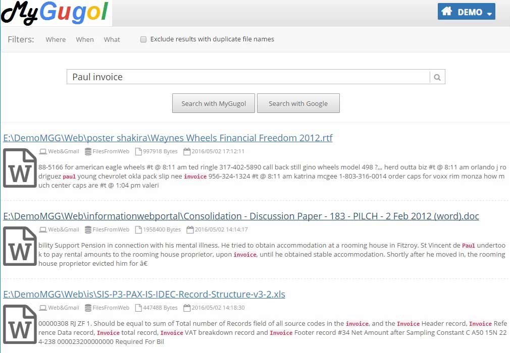 A simple solution to find information in all your files
